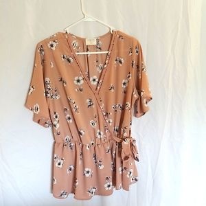 Sienna Sky Floral Flutter Sleeve Top - XL